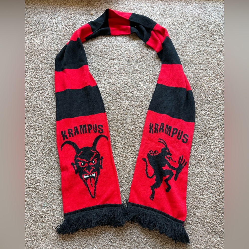 archie mcphee krampus spirit scarf red black devil demon horror movie
